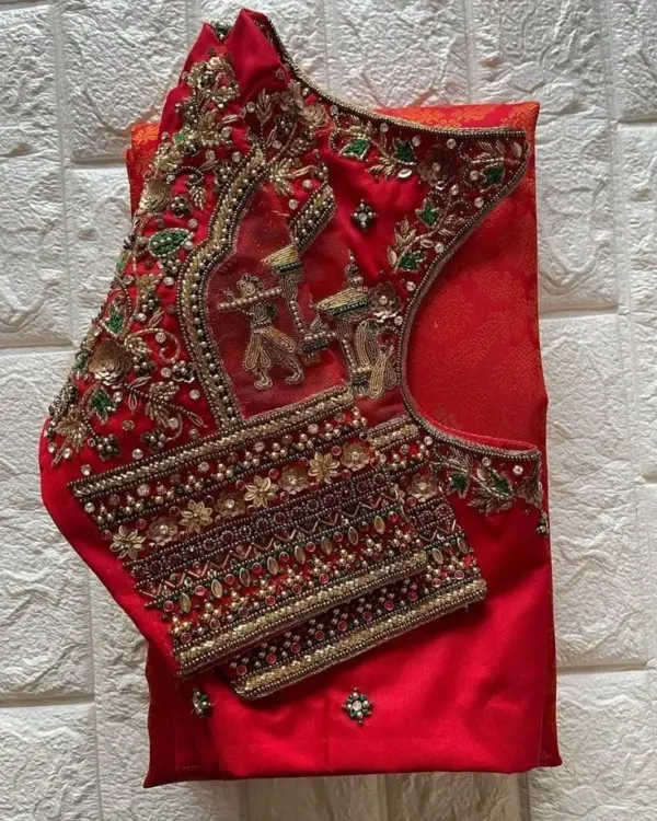 Buy Online Bridal Palki Red Wedding Maggam Work Blouses Premium Handcrafted Designer Blouse Collection