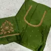 Buy Online Budget Mehndi Green Latest Maggam Work Blouse Under ₹500 Exclusive Style