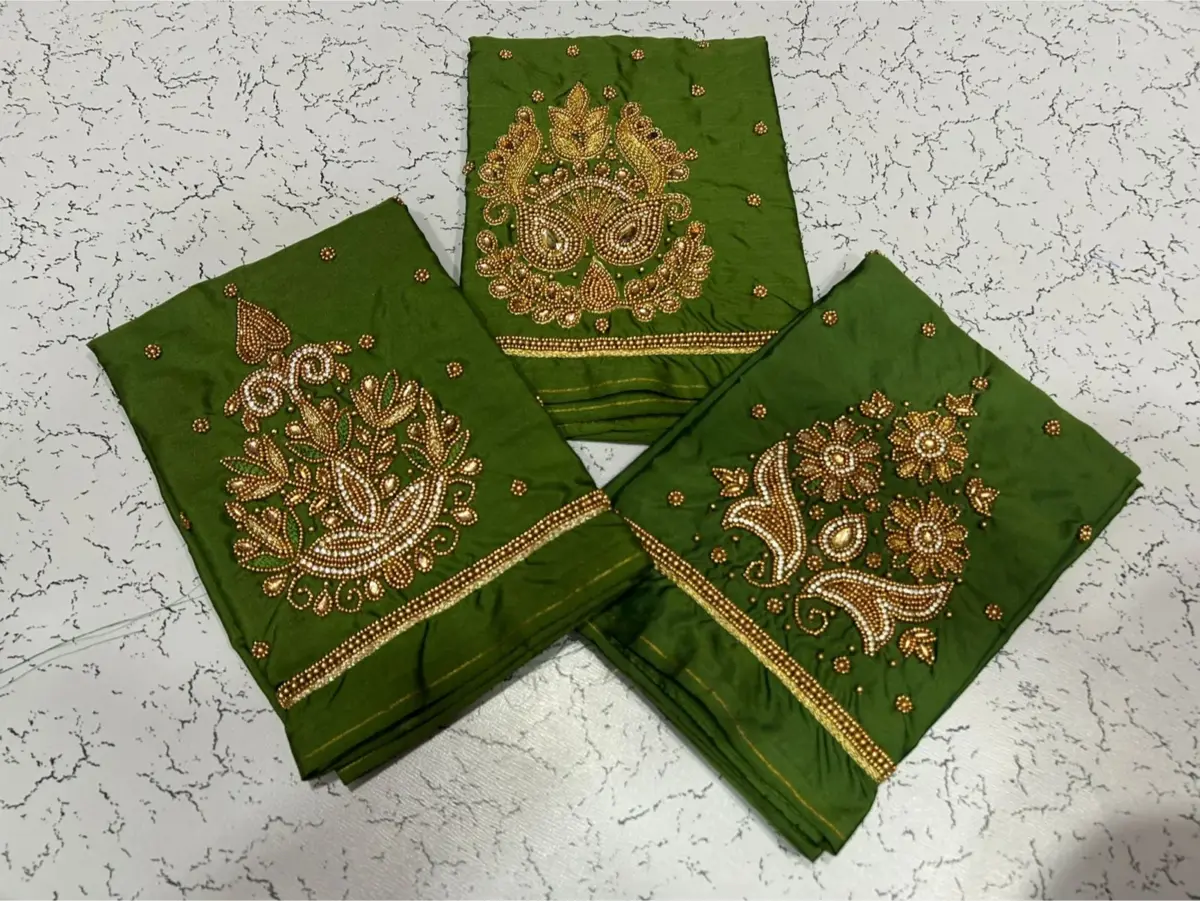 Buy Online Budget Mehndi Green Latest Maggam Work Blouse Under ₹500 Exclusive Style
