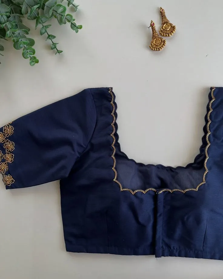 Buy Online Navy Blue Designer Maggam Work Blouse Latest Trending Ready-to-Wear Under 2000