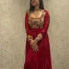 Buy Online Premium Maroon Maggam Work Long Frock Ready to Wear & Custom Size Party Wear Under 8K