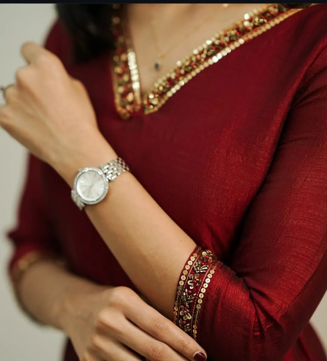 Buy Online Red Latest Maggam Work Ready-to-Wear Kurti Set Budget-Friendly Under ₹3k Custom Sizes Available