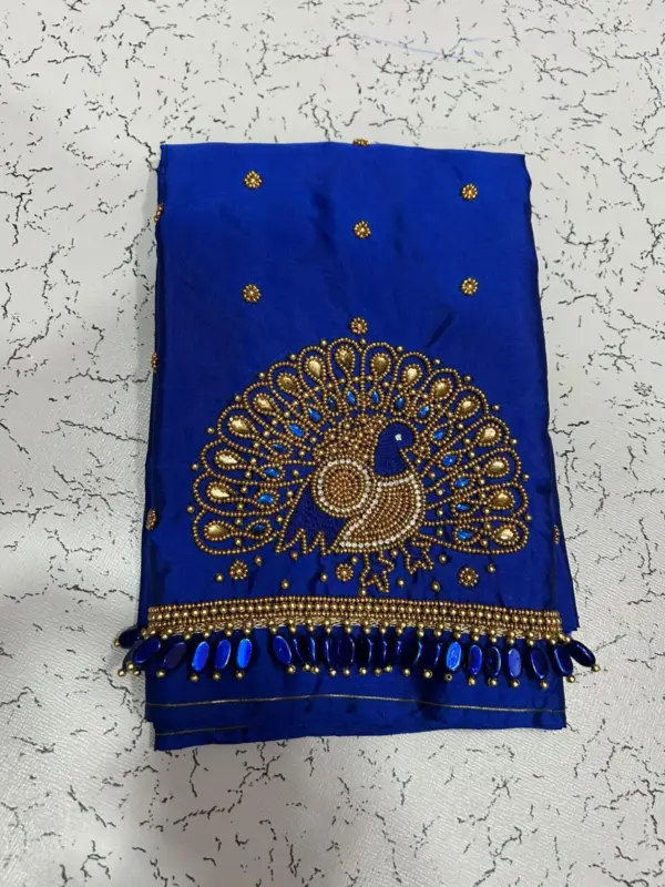 Buy Online Trendy Blue Peacock Maggam Work Blouse Under ₹800 Best Budget Collection