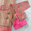 Elegant Pink Designer Maggam Blouse Handcrafted Wedding Outfit