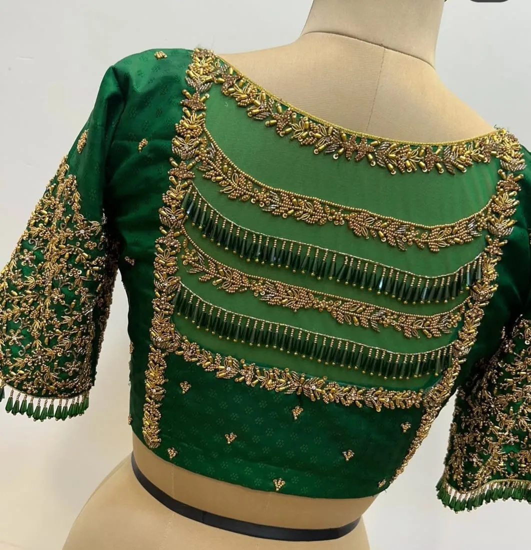 Grand Green Maggam Work Designer Blouse Perfect for Weddings & Receptions