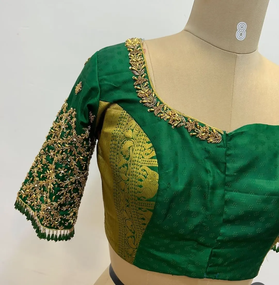 Grand Green Maggam Work Designer Blouse Perfect for Weddings & Receptions