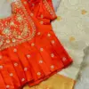 Grand Orange Designer Maggam Work Peplum Blouse Luxury Ethnic Fashion