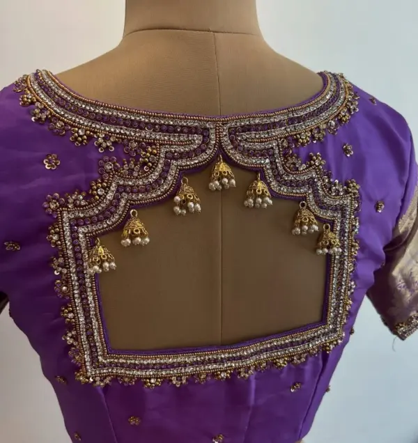 Luxury Lavender Zardosi Maggam Work Blouse Wedding Collection 2025