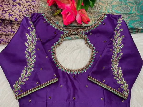 New Arrival Purple Maggam Blouse Trendy Budget-Friendly Ready to Wear Collection