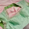 Pista Green Budget Maggam Work Blouse Fancy Mirror Design for Festive Looks