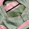 Pista Green Budget Maggam Work Blouse Fancy Mirror Design for Festive Looks