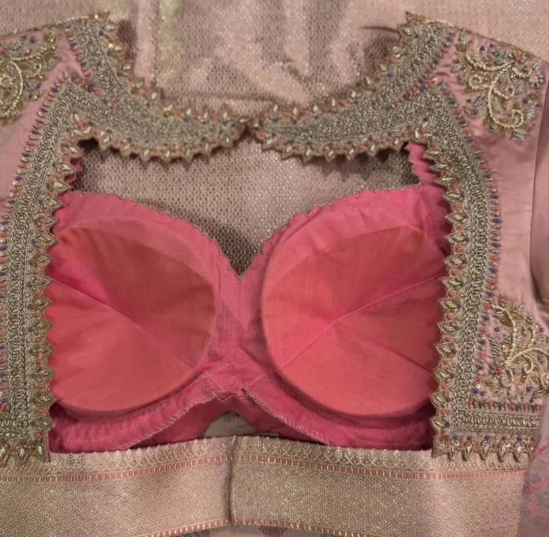 Shop Pastel Peach Grand Wedding Maggam Blouse Exclusive Bridal Fashion