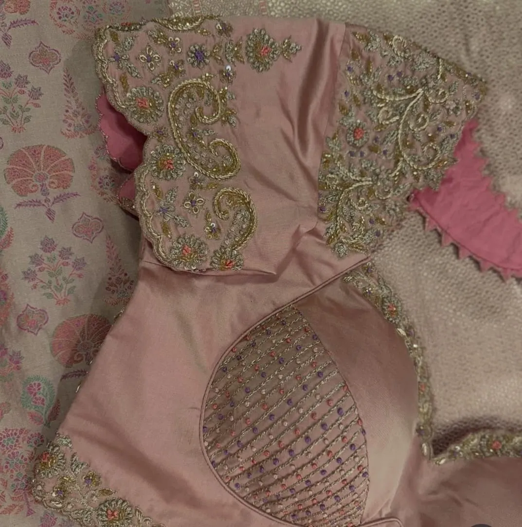 Shop Pastel Peach Grand Wedding Maggam Blouse Exclusive Bridal Fashion