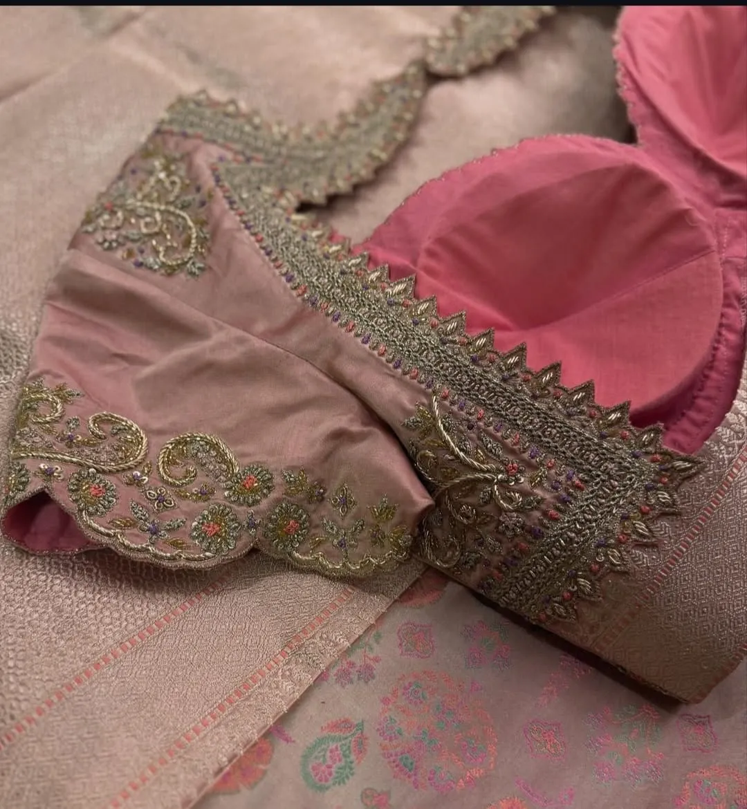 Shop Pastel Peach Grand Wedding Maggam Blouse Exclusive Bridal Fashion