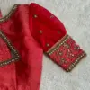 Showstopping Red Maggam Work Wedding Blouse Elegant Layered Puff Sleeve Design