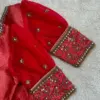 Showstopping Red Maggam Work Wedding Blouse Elegant Layered Puff Sleeve Design