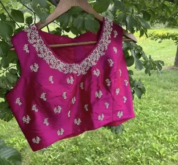 Stylish Pink Sleeveless Maggam Work Blouse Pocket-Friendly Designer Piece