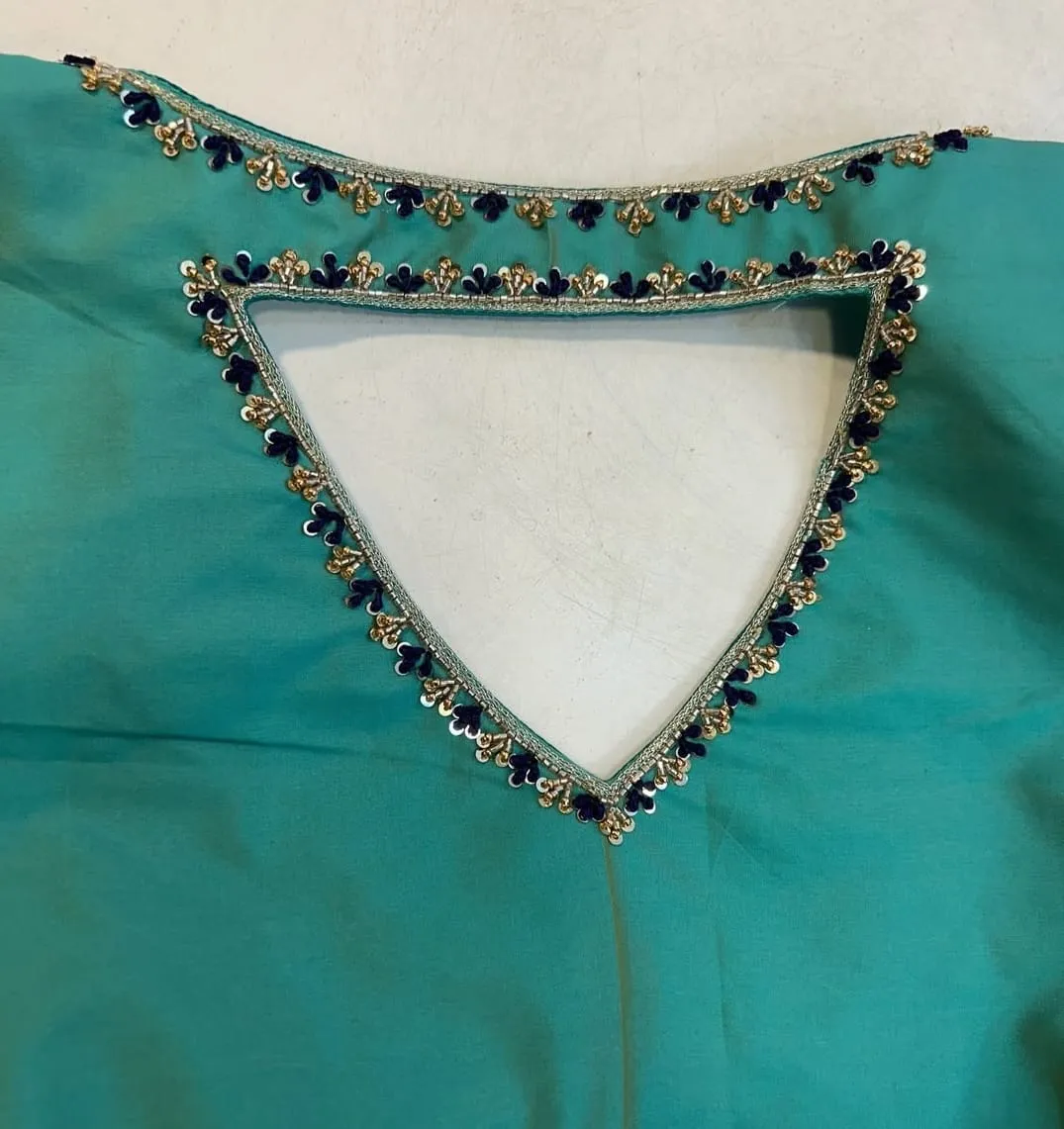 Turquoise Maggam Work Bridal Blouse Glamorous & Trendsetting Design