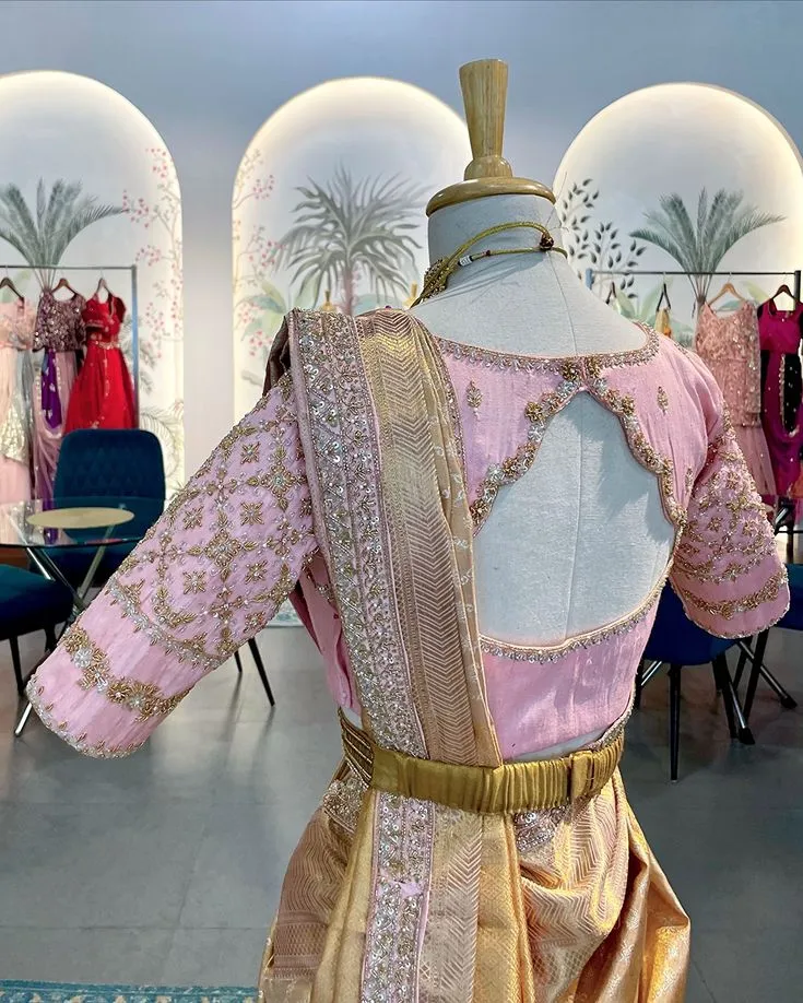 Baby Pink Wedding Blouse 2025 Grand Maggam Handwork Designer Bridal Look Budget-Friendly