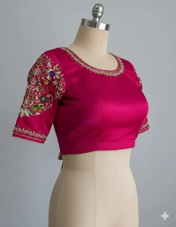 Best-Selling Pink Maggam Work Bridal Blouse Affordable, Stylish, Custom Sizes