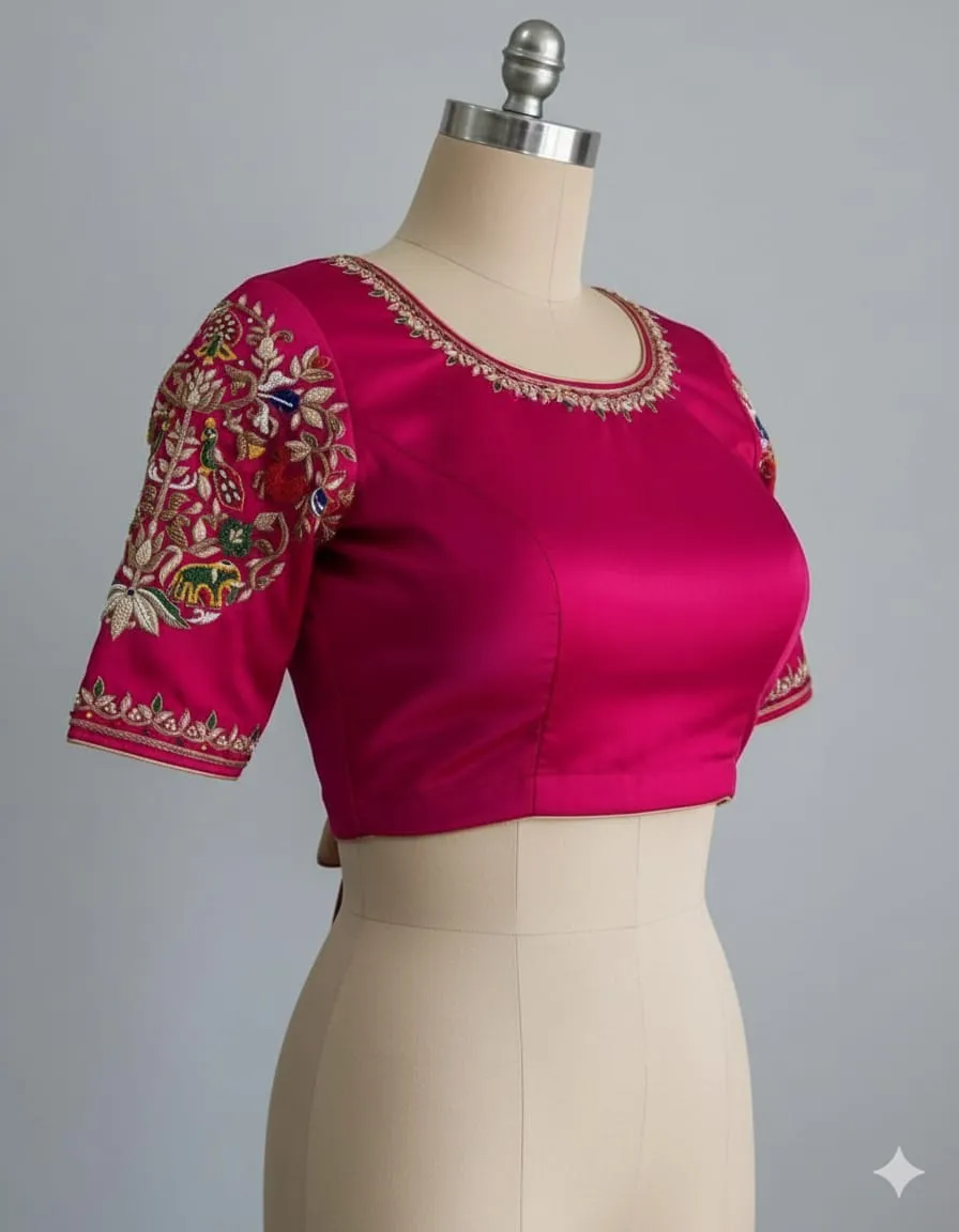 Best-Selling Pink Maggam Work Bridal Blouse Affordable, Stylish, Custom Sizes