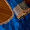 Blue High Neck Maggam Work Blouse for Sarees Elegant & Budget-Friendly Custom Stitch