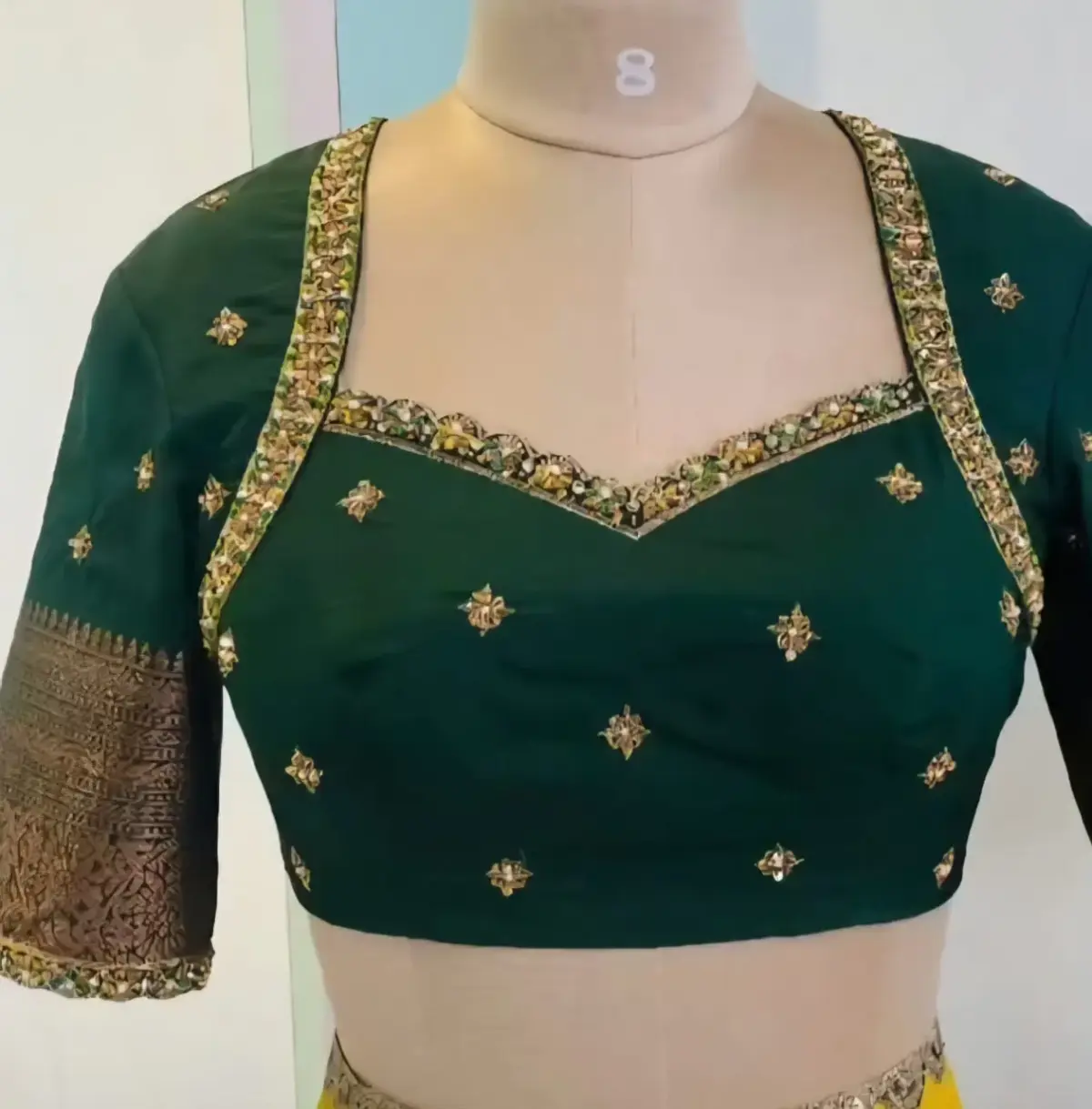 Bottle Green Party Wear Maggam Work Blouse Premium Designer Look at Best Price Custom Sizes Available