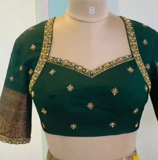 Bottle Green Party Wear Maggam Work Blouse Premium Designer Look at Best Price Custom Sizes Available