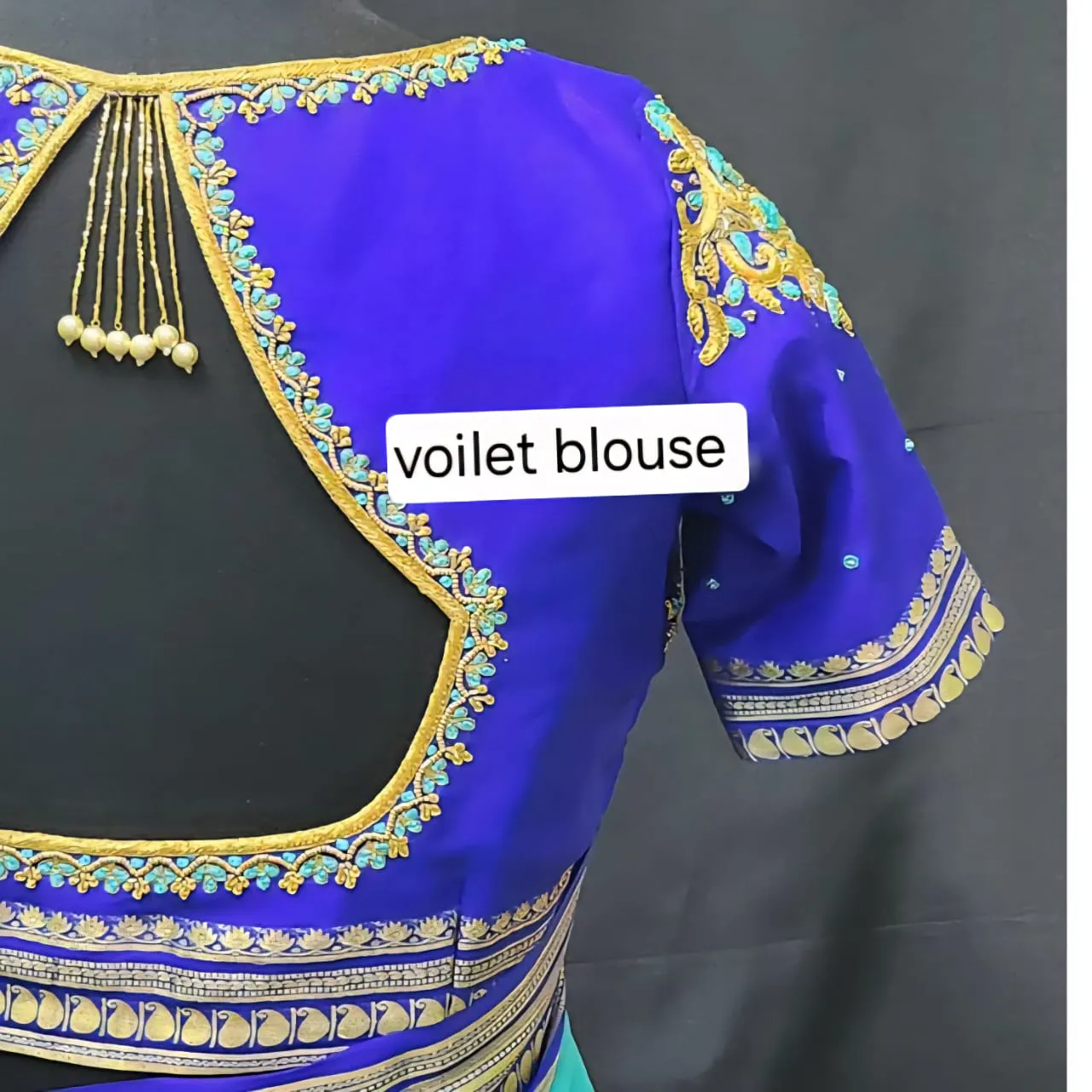 Bridal Perfection: Violet Maggam Work Blouse Trendy Design, Custom Sizes, Budget-Friendly