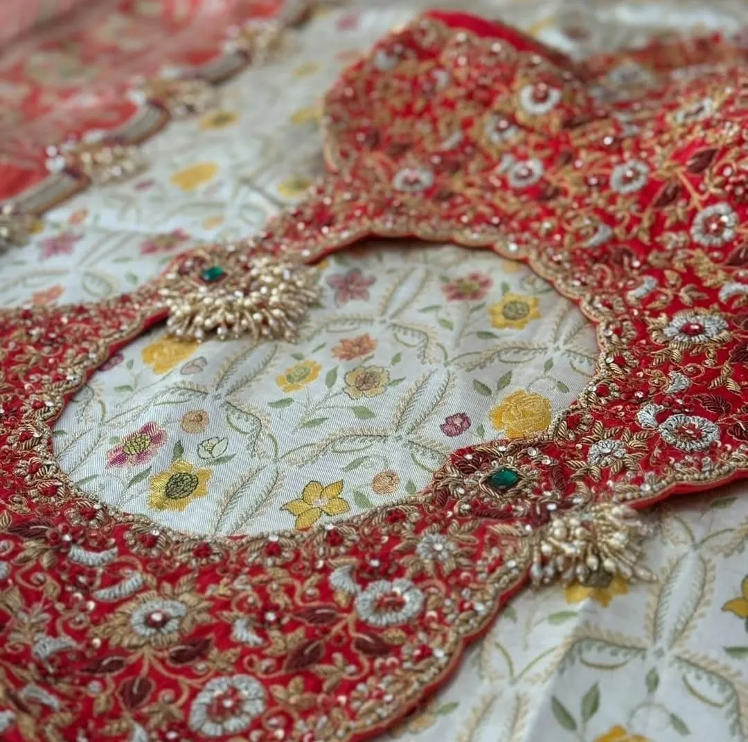 Bridal Red Zardosi Maggam Work Blouse Grand Party Wear Design Exclusive Custom Fit at Best Price