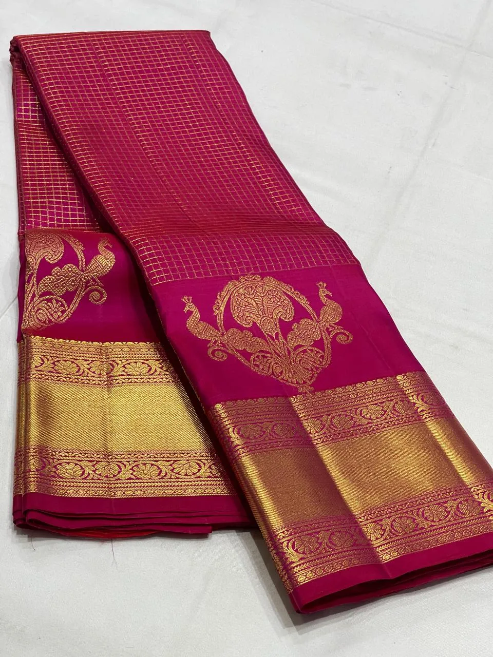 BridalGrade 100% Pure Kanchipuram Silk Saree  Pink Tone with 2G++ Pure Zari & Silk Mark Certification - Image 3