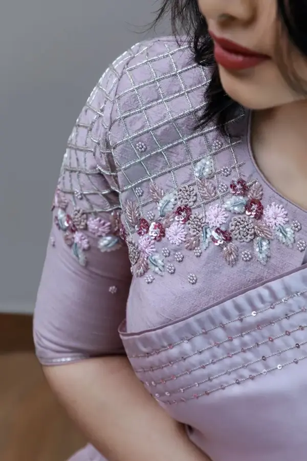 Buy Online Mauve Handcrafted Maggam Work Party Blouse Stunning Designer Look Under ₹5K Custom Measurements