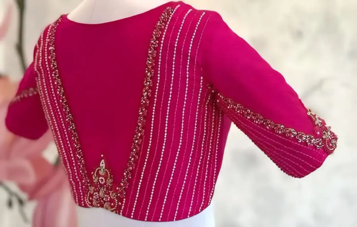 Buy Online Rani Pink Designer Maggam Work Party Wear Blouse Custom Sizes Under ₹5000
