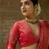 Buy Online Red Bajuband Maggam Work Blouse Under ₹3000 Luxury Bridal Look in Budget