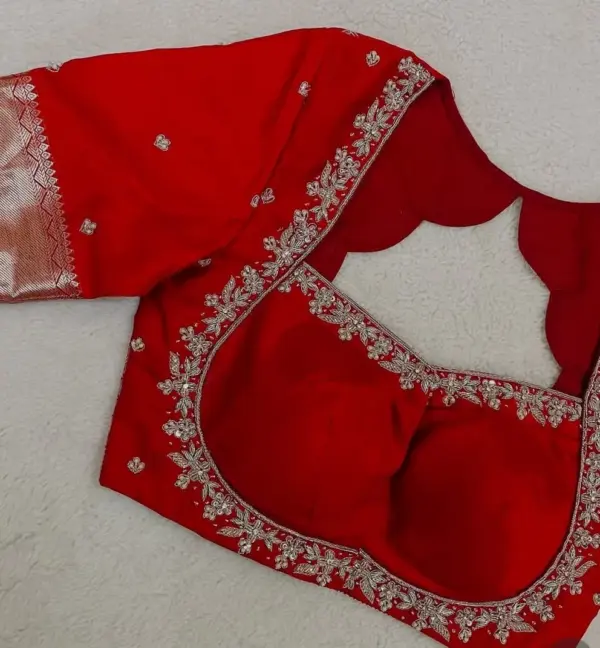 Buy Online Red Madhubala Style Maggam Work Blouse Budget Bridal Wear Custom Sizes Available