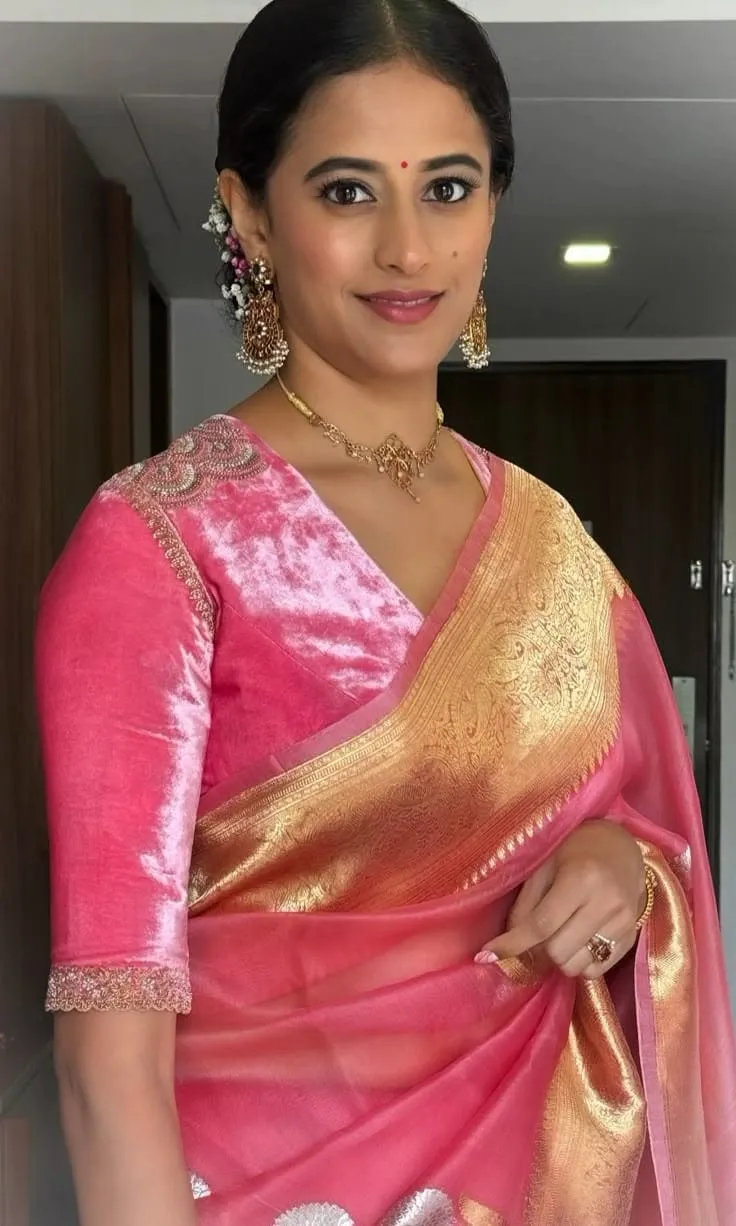 Charming Baby Pink Velvet Maggam Work Blouse | Bridal Collection Tailored to Perfection