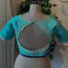 Charming Sky Blue Maggam Work Blouse Custom Stitching Budget Collection