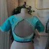 Charming Sky Blue Maggam Work Blouse Custom Stitching Budget Collection