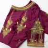 Divine Bridal Blouse Maroon Tanjore Painting with Saraswathi Devi Grand Maggam Work Custom Fit