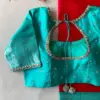 Elegant Sky Blue Maggam Work Party Blouse Trendy Minimal Design Affordable & Customizable