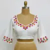 Elegant White Thread Flower Maggam Work Blouse Budget-Friendly & Custom Sizes