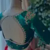 Exclusive Bottle Green Zardosi Blouse Grand Wedding Design, Made in Custom Sizes