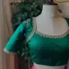 Exclusive Bottle Green Zardosi Blouse Grand Wedding Design, Made in Custom Sizes