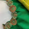 Exclusive Leaf Green Bridal Maggam Work Blouse with Jadao Kundan & Cutwork Design Custom Fit