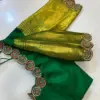 Exclusive Leaf Green Bridal Maggam Work Blouse with Jadao Kundan & Cutwork Design Custom Fit
