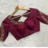 Exclusive Maroon Maggam Work Blouse for Parties Tailored to Your Size