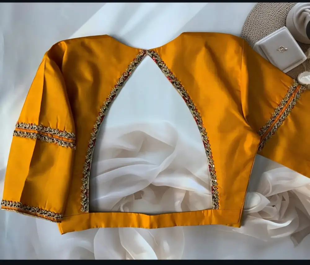Exclusive Mustard Yellow Maggam Work Designer Blouse Bespoke Handcrafted Elegance