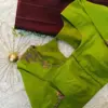 Exclusive Parrot Green Zardosi Maggam Work Blouse Perfect for Weddings Custom Sizes Available
