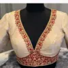 Exclusive Party Wear Half White Blouse with Maggam Work Customizable Sizes