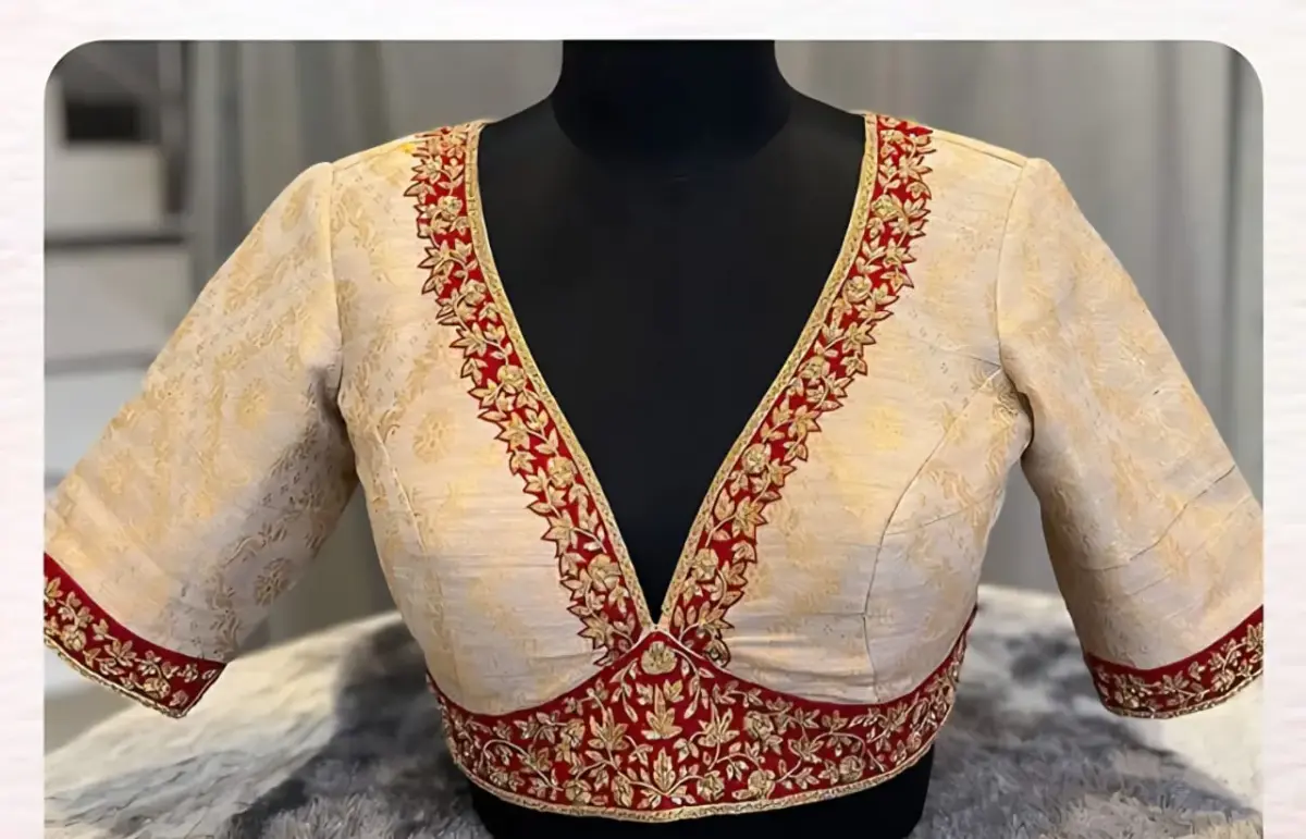Exclusive Party Wear Half White Blouse with Maggam Work Customizable Sizes